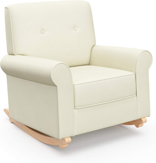 Graco Harper Tufted Rocker (Oatmeal) - Cleanable Upholstered Nursery Rocking Chair, Converts to Stationary Armchair