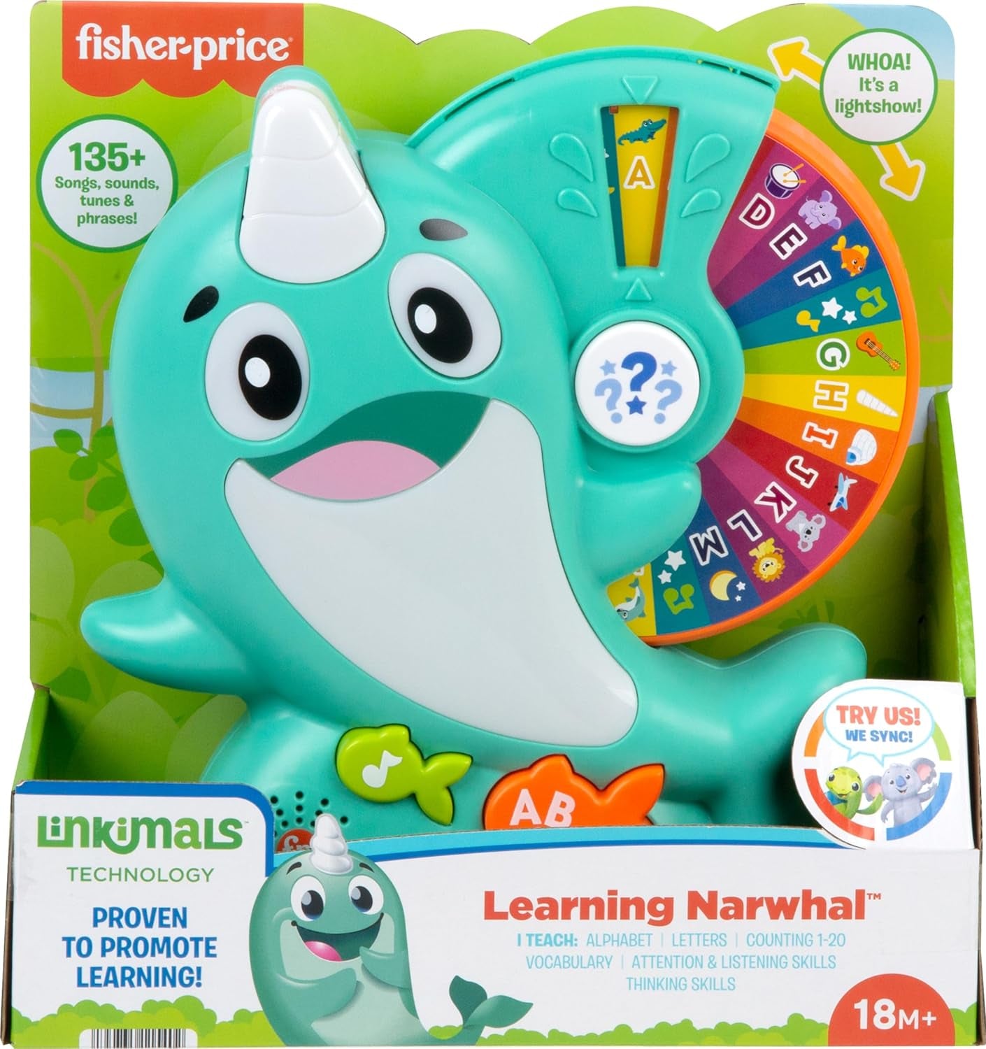 Fisher-Price Toddler Toy Linkimals Learning Narwhal Game for Ages 18+ Months, Compatible Only with Linkimals Items