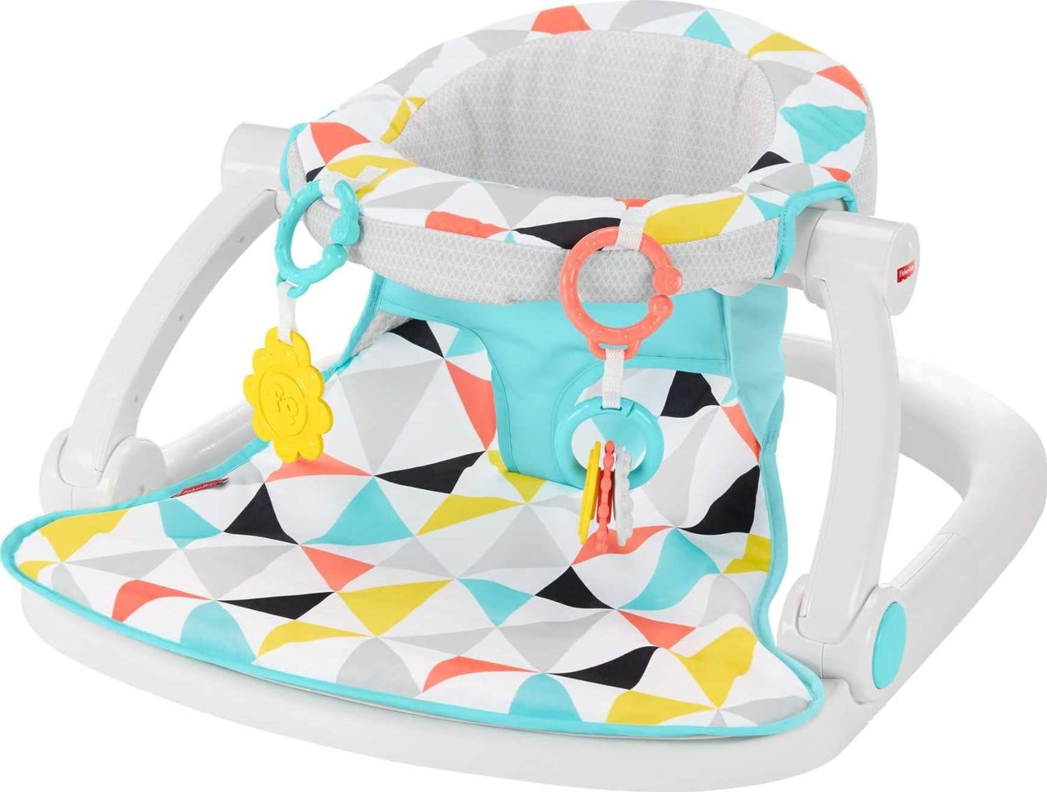 Fisher-Price Portable Baby Chair Sit-Me-Up Floor Seat with Developmental Toys & Machine Washable Seat Pad, Rainbow Sprinkles