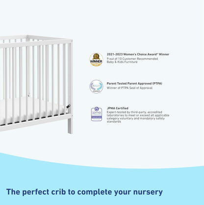 Graco Teddi 4-In-1 Convertible Mini Crib with Bonus Water-Resistant Mattress (White) – GREENGUARD Gold Certified, 2.75-Inch Mattress Included, Convenient Size, Easy 30-Minute Assembly