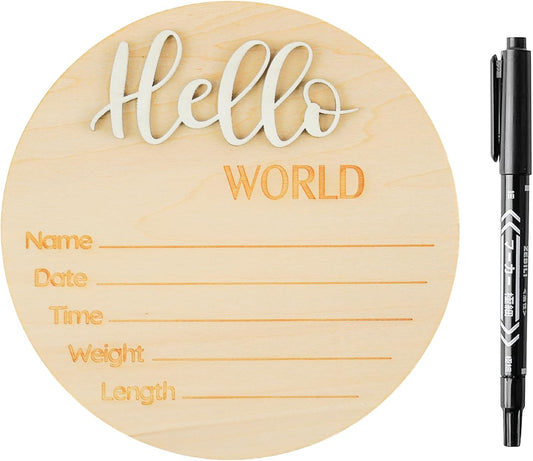 Hello World Newborn Sign, Wooden Welcome Baby Sign, Birth Announcement Sign for Hospital, Nursery, Pregnancy Gift for Expecting Parents, Mom to Be, Best Christmas Gifts for Expecting Mom