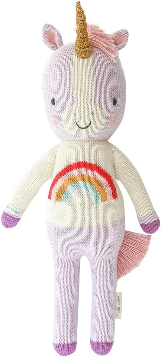 Cuddle + Kind Zoe the Unicorn Little 13" Hand-Knit Doll – 1 Doll = 10 Meals, Fair Trade, Heirloom Quality, Handcrafted in Peru, 100% Cotton Yarn