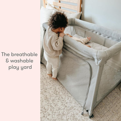 Newton Baby Travel Crib and Play Yard - New for 2024 with Easy Disassembly | Safe, Breathe-Thru Mattress | Completely Washable | Largest-In-Class with Travel Bag