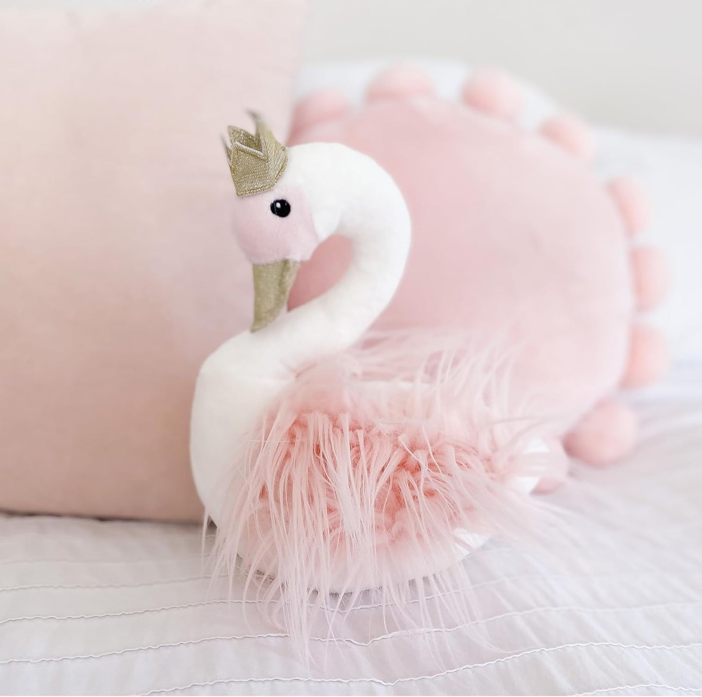 MON AMI Sissi Princess White Swan Stuffed Animal – 12”, Soft Lux Fur Wings, Fun Adorable Soft Plush Toy Gift for Kids of All Ages, Home Decor