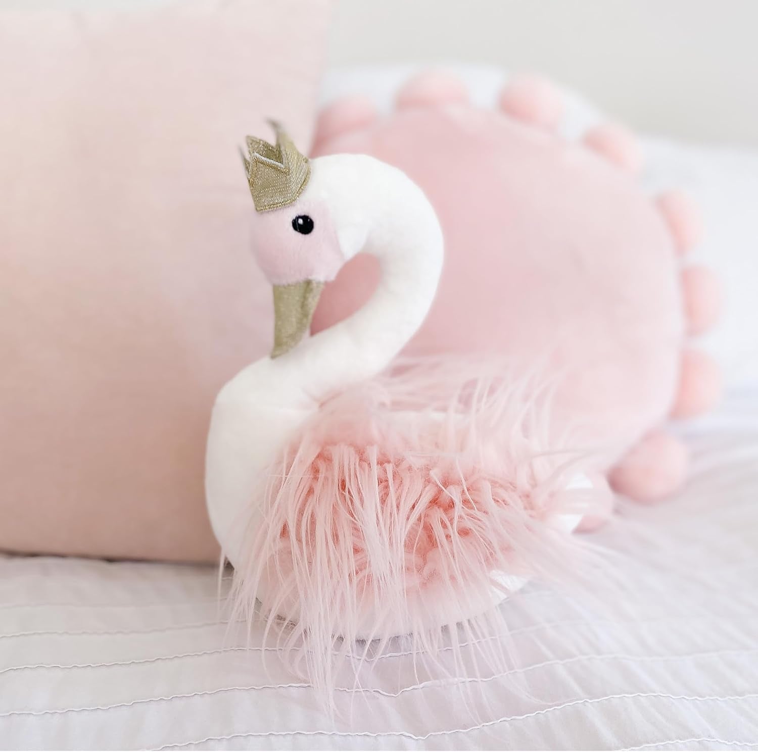 MON AMI Sissi Princess White Swan Stuffed Animal – 12”, Soft Lux Fur Wings, Fun Adorable Soft Plush Toy Gift for Kids of All Ages, Home Decor