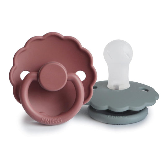 FRIGG Daisy Silkysoft Silicone Baby Pacifier | Made in Denmark | Bpa-Free (Woodchuck/French Gray, 0-6 Months)