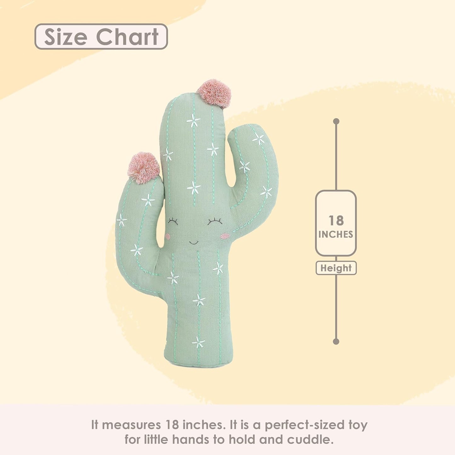 MON AMI Soft Plush Cactus Toy – 18”, Cactus Shaped Toy, Plush & Decorative Accessory for Child’S Bed/Couch