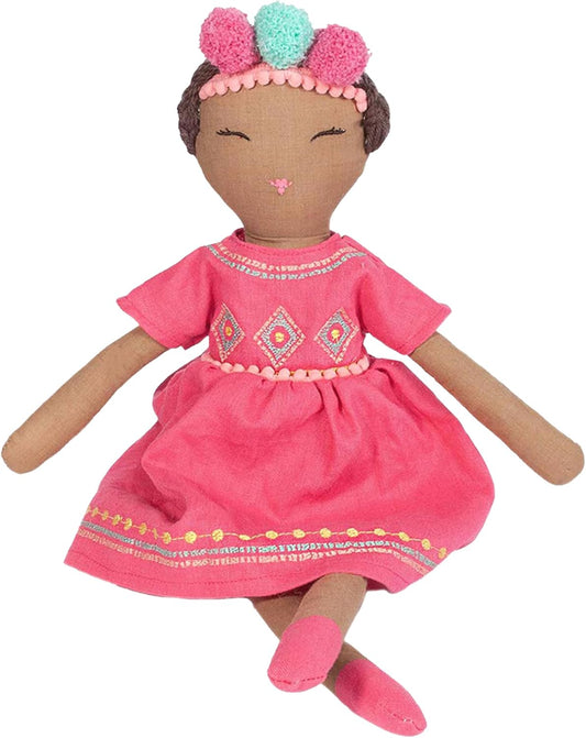 MON AMI Simone the Bohemian Princess Doll 18 “, Plush Tribal Doll, Hot Pink Color, Use as Toy or Room Decor, Gift for Kids of All Ages