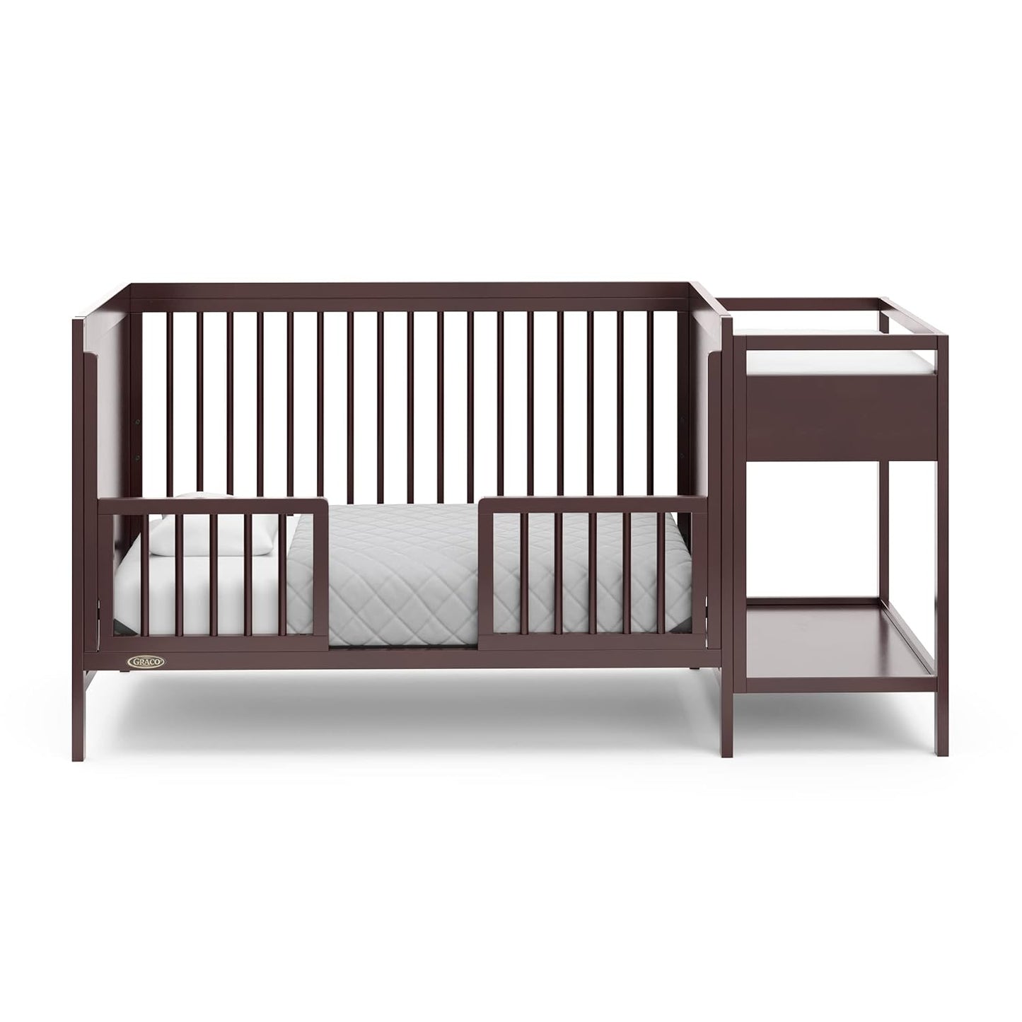 Graco Fable 4-In-1 Convertible Crib & Changer (Espresso) – GREENGUARD Gold Certified, Crib and Changing Table Combo, Includes Water-Resistant Changing Pad, Converts to Toddler Bed and Full-Size Bed