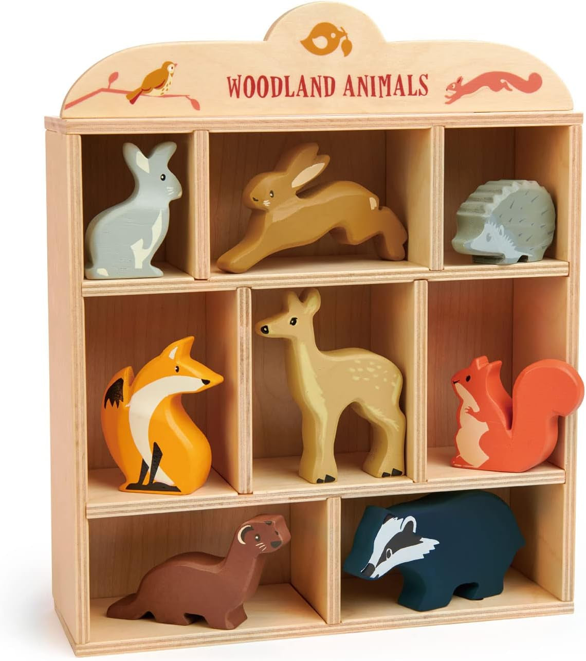 Tender Leaf Toys Woodland Animals – 8 Wooden Forest Animals with a Display Shelf -Classic Toy for Pretend Play – Develops Social, Creative & Imaginative Skills – Learning Role Play – Ages 3+ Years