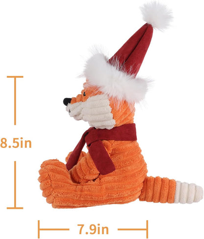 Apricot Lamb Christmas Toys Plush Corduroy Fox with Hat and Scarf Perfect for Child 8.5 Inches