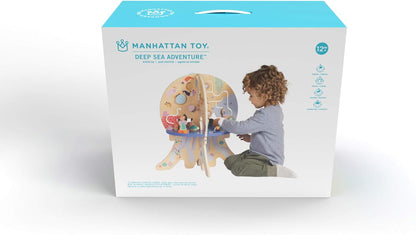 Manhattan Toy Deep Sea Adventure Wooden Toddler Activity Center with Clacking Clams, Spinning Gears, Gliders and Bead Runs