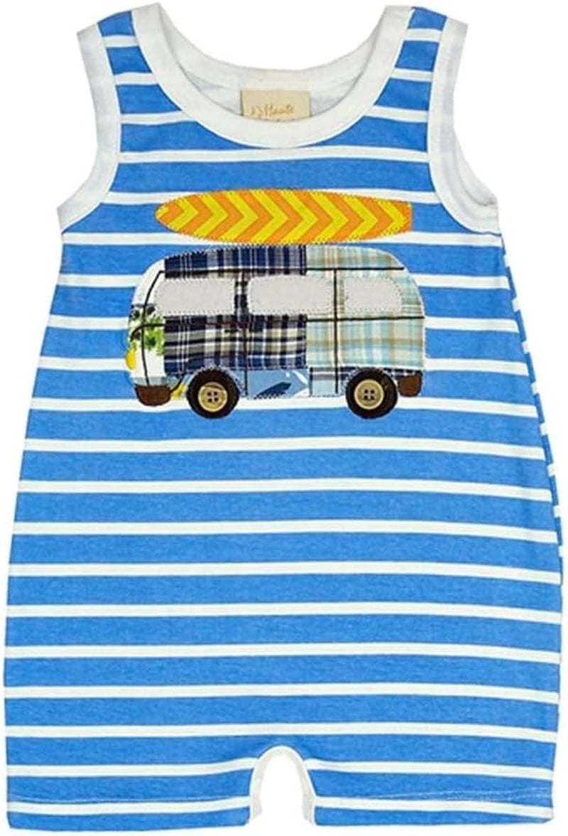 Haute Baby Hang Ten Cotton Sleeveless Bodysuits Baby Boy Print Romper Clothes Toddler Infant Newborn - Blue