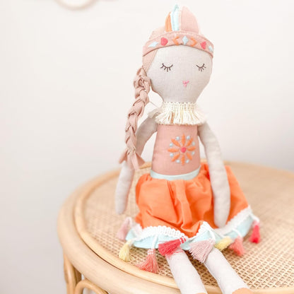 MON AMI Claire the Bohemian Princess Stuffed Doll - 15”, Plush Tribal Doll for Girls, Use as Toy or Room Decor, Gift for Kids of All Ages