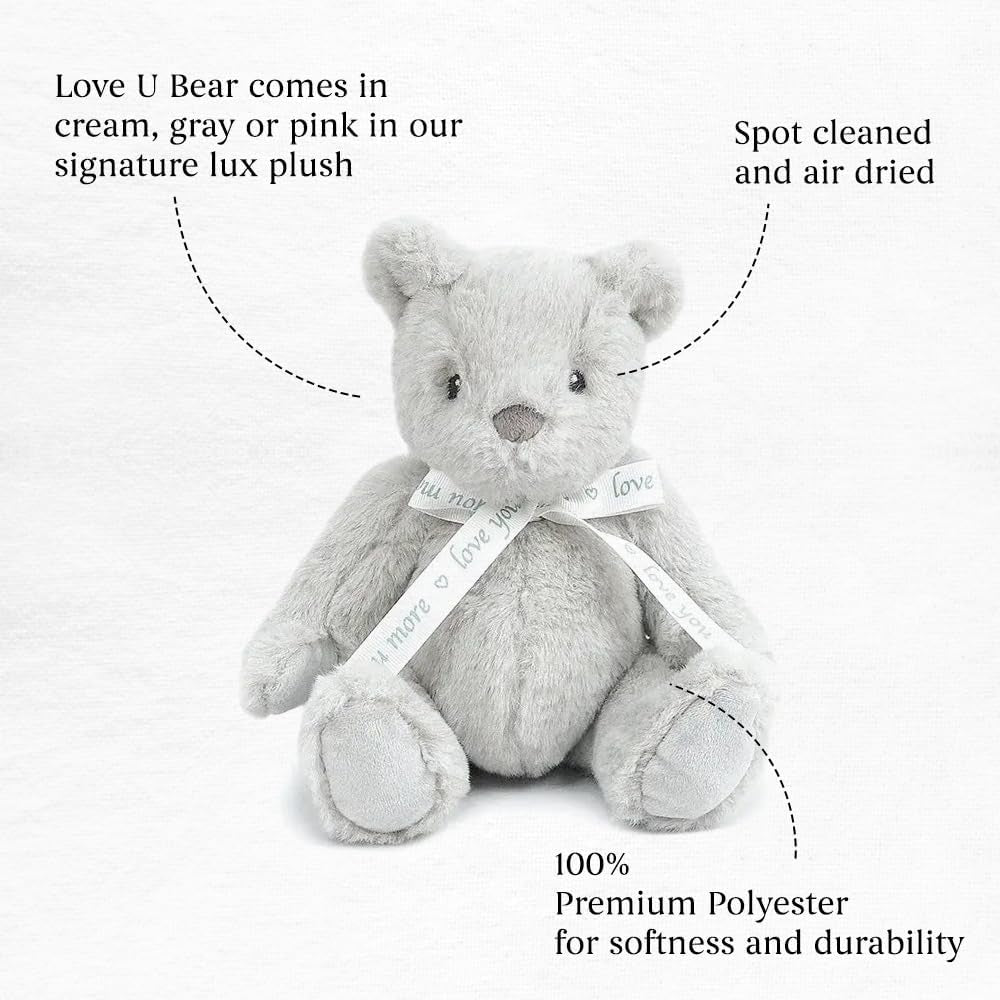 MON AMI ‘Love U’ Gray Teddy Bear Stuffed Animal – 10’’, Teddy Bear Plush for Baby Shower, Cute Plushies for Kids of All Ages