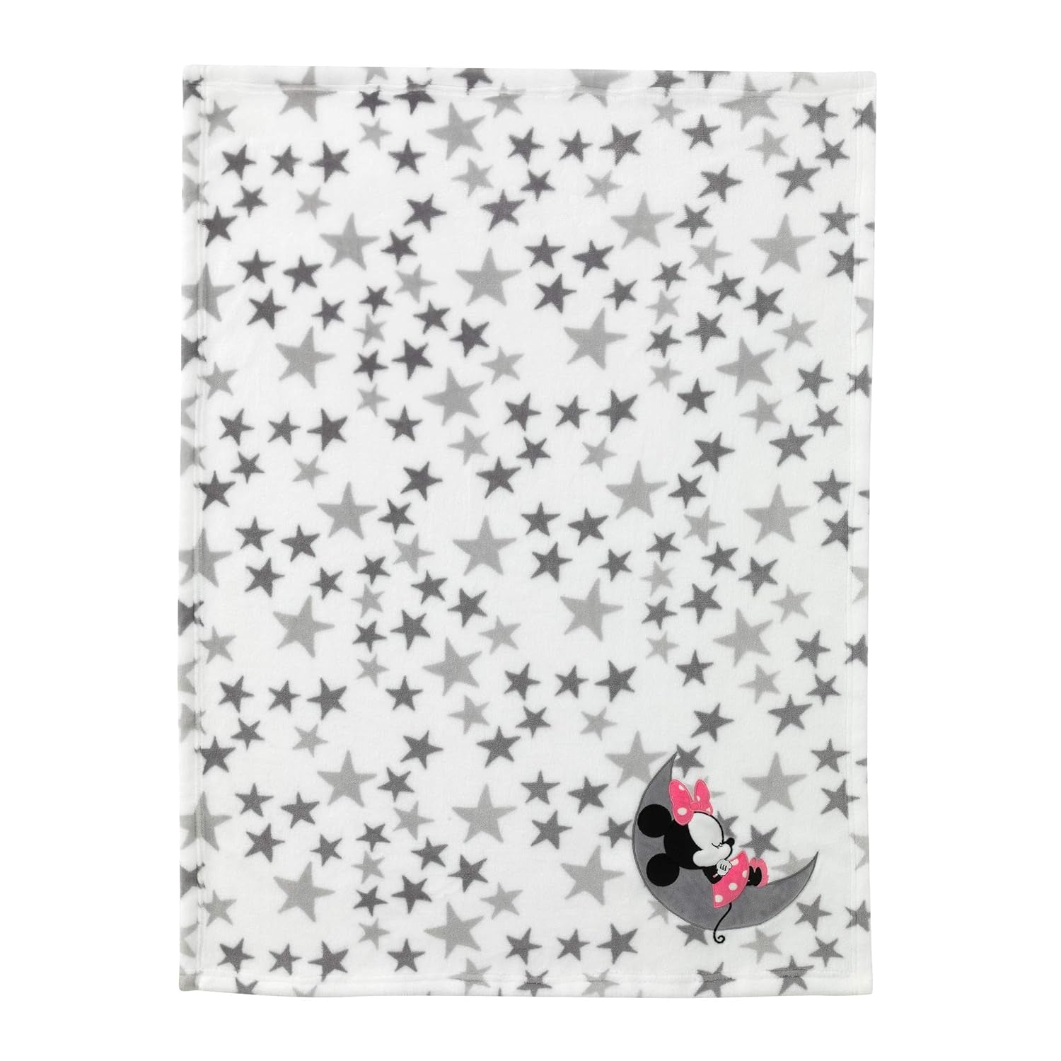 Lambs & Ivy Disney Baby Minnie Mouse Fleece Baby Blanket, Gray/White