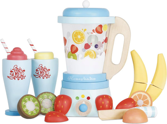 Le Toy Van Honeybake Collection Blender & Wooden Fruit Set Premium Wooden Toys for Kids Ages 2 Years & up (TV296)