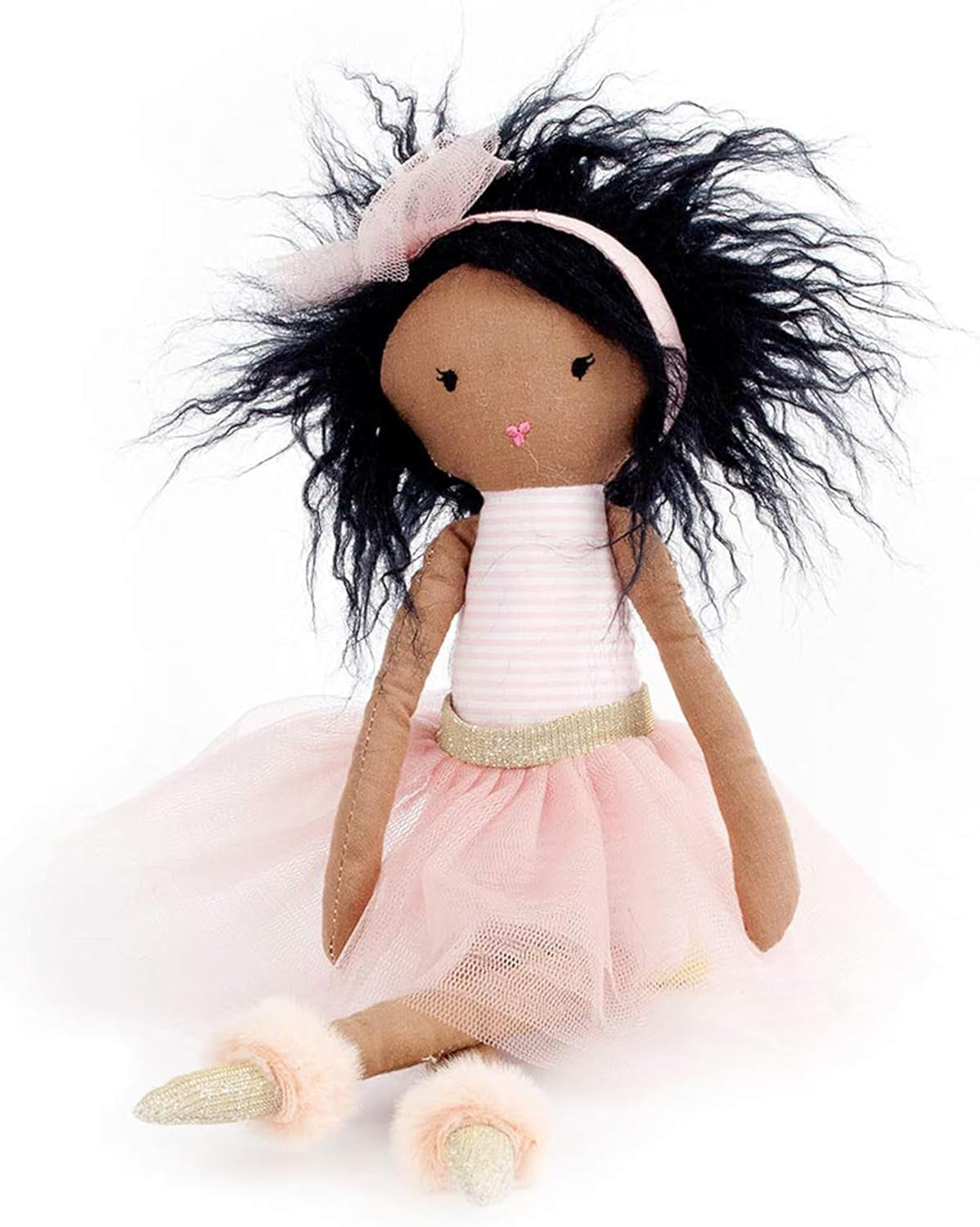 MON AMI Pink Ballerina African American Doll – 15”, Soft & Cuddly Stuffed Plush Doll, Use as Toy or Room Decor, Great Gift for Kids of All Ages