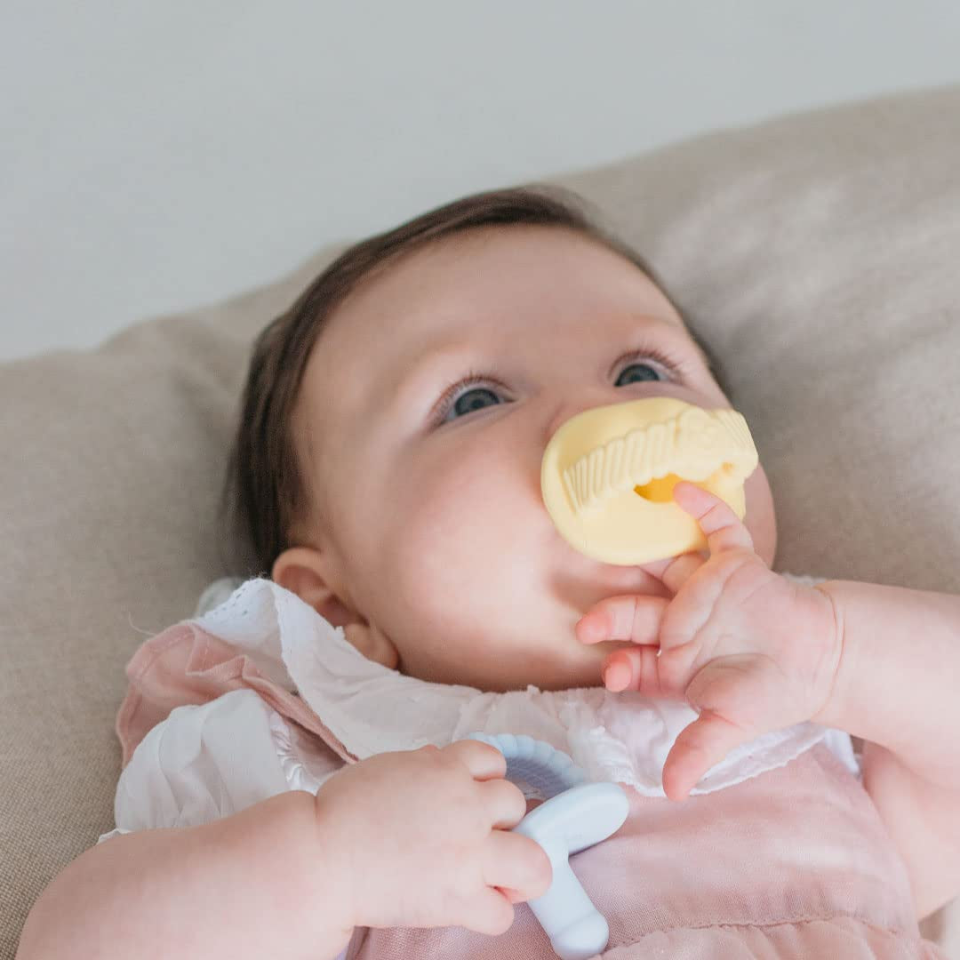 Naturebond Baby Silicone Pacifiers Teether (2 Packs) + Pacifier Case | Weaning Pacifier 6-18 Months | | Peach & Yellow | Bpa-Free Food Grade Silicone Binkies