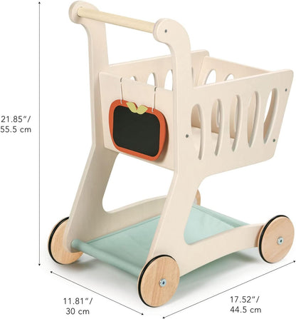 Tender Leaf Toys - Shopping Cart - Wooden Shopping Cart with Extra Storage - Perfect Role Play Toy, Promotes Creativity and Imagination for Boys and Girls - Age 3+