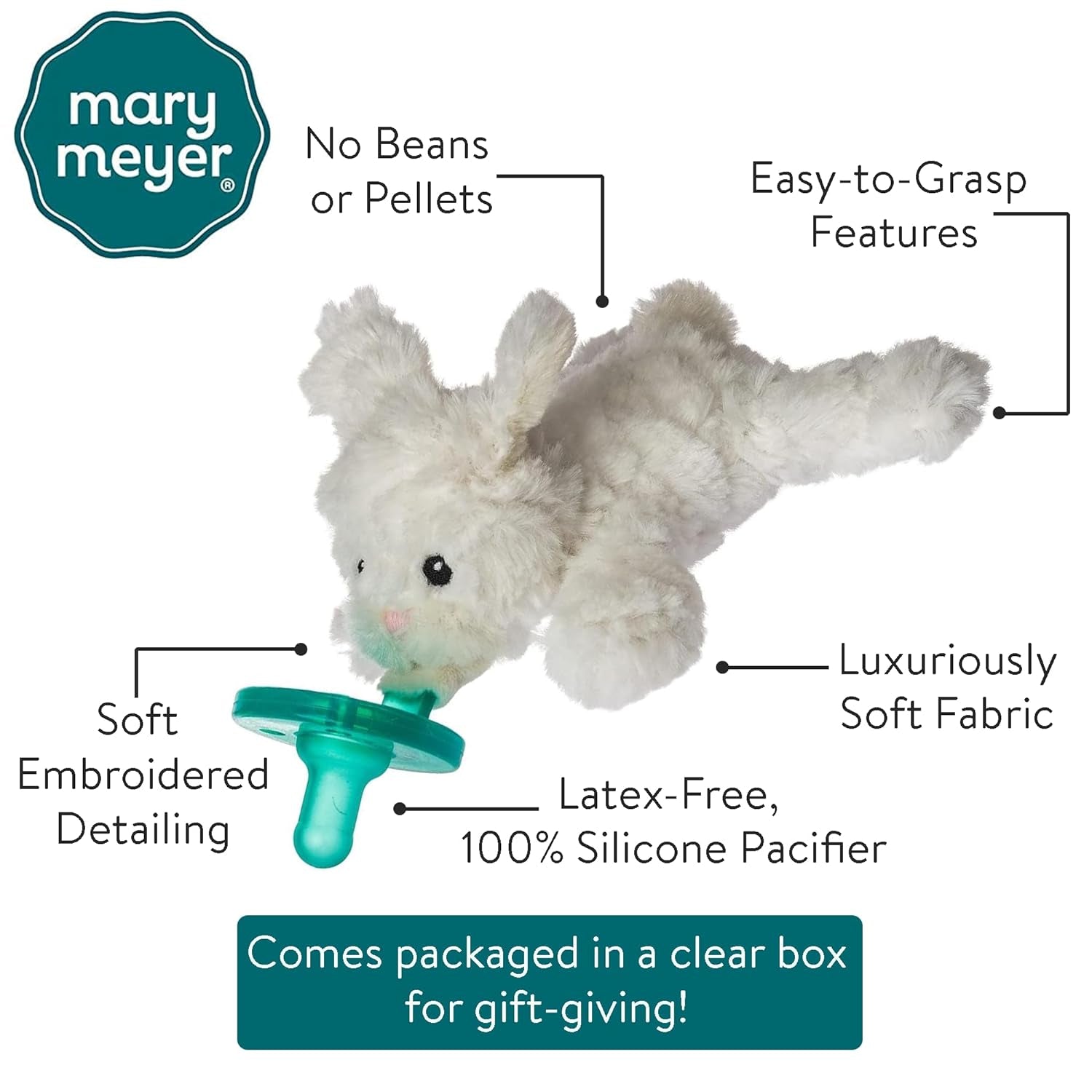 Mary Meyer Wubbanub Infant Pacifier, 6-Inches, Putty Bunny