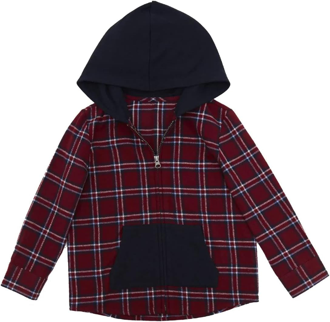 Andy & Evan Boys' Plaid Flannel Hoodie