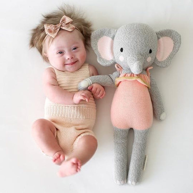 Cuddle + Kind Eloise the Elephant Little 13" Hand-Knit Doll – 1 Doll = 10 Meals, Fair Trade, Heirloom Quality, Handcrafted in Peru, 100% Cotton Yarn