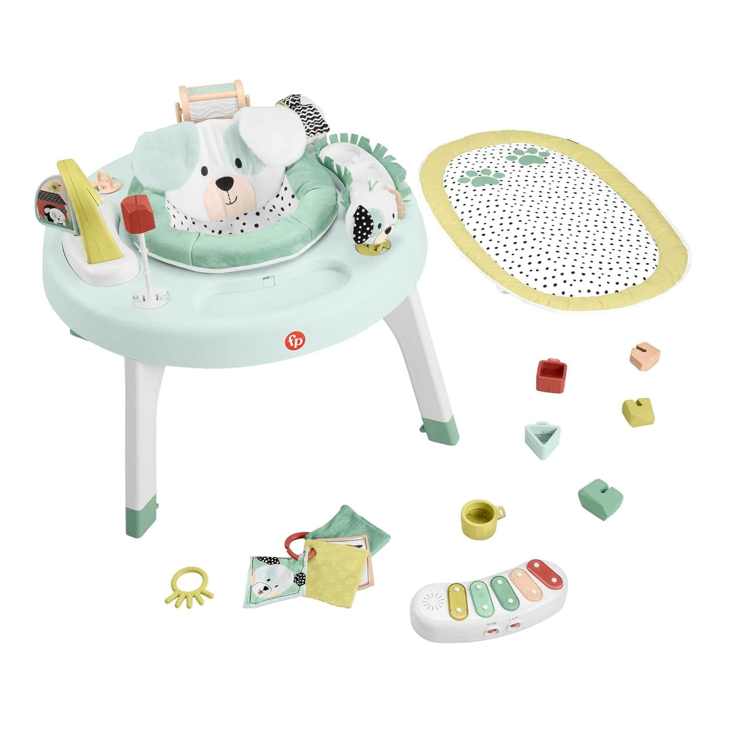 Fisher-Price Baby to Toddler Toy 3-In-1 Snugapuppy Activity Center and Play Table with Lights Sounds and Developmental Activities