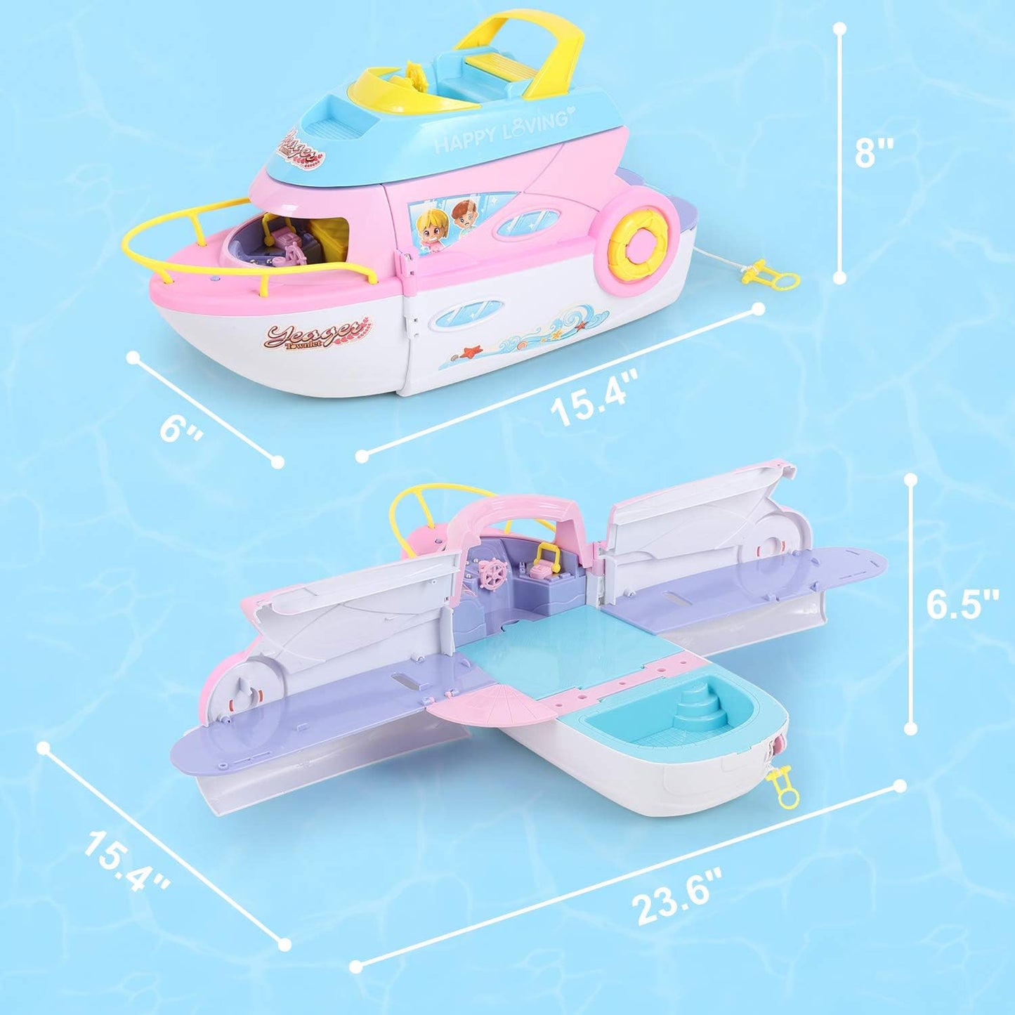 Iplay, Ilearn Dollhouse Playset for 3-4 Year Old Girls, Boat Toy Set W/ Cruise Ship Small Dolls, Kids Pretend Play House W/ Furniture, Princess Valentine Birthday Gifts Age 5 6 Child Toddlers