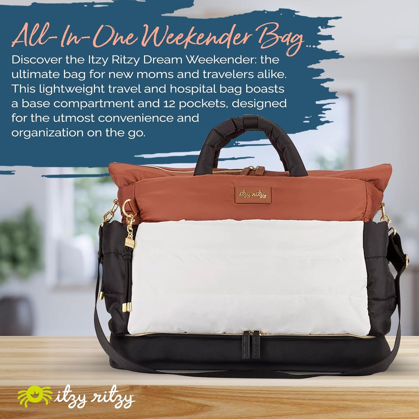 Itzy Ritzy Dream Weekender Travel Bag - Lightweight Overnight & Hospital Bag Features