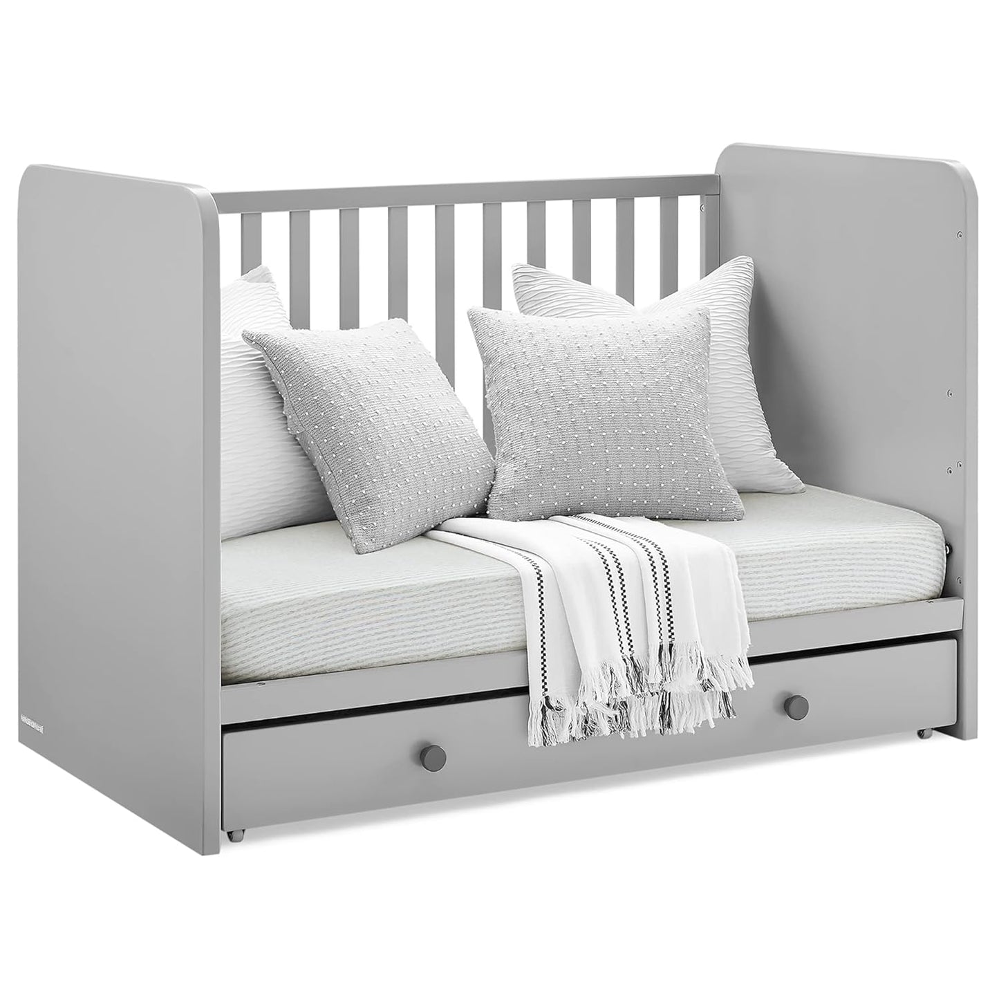 GAP Babygap Graham 4-In-1 Convertible Crib with Storage Drawer - Greenguard Gold Certified, Grey/Dark Grey