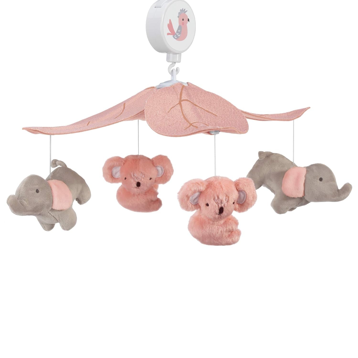 Lambs & Ivy Calypso Pink/Gray Koala & Elephant Musical Baby Crib Mobile