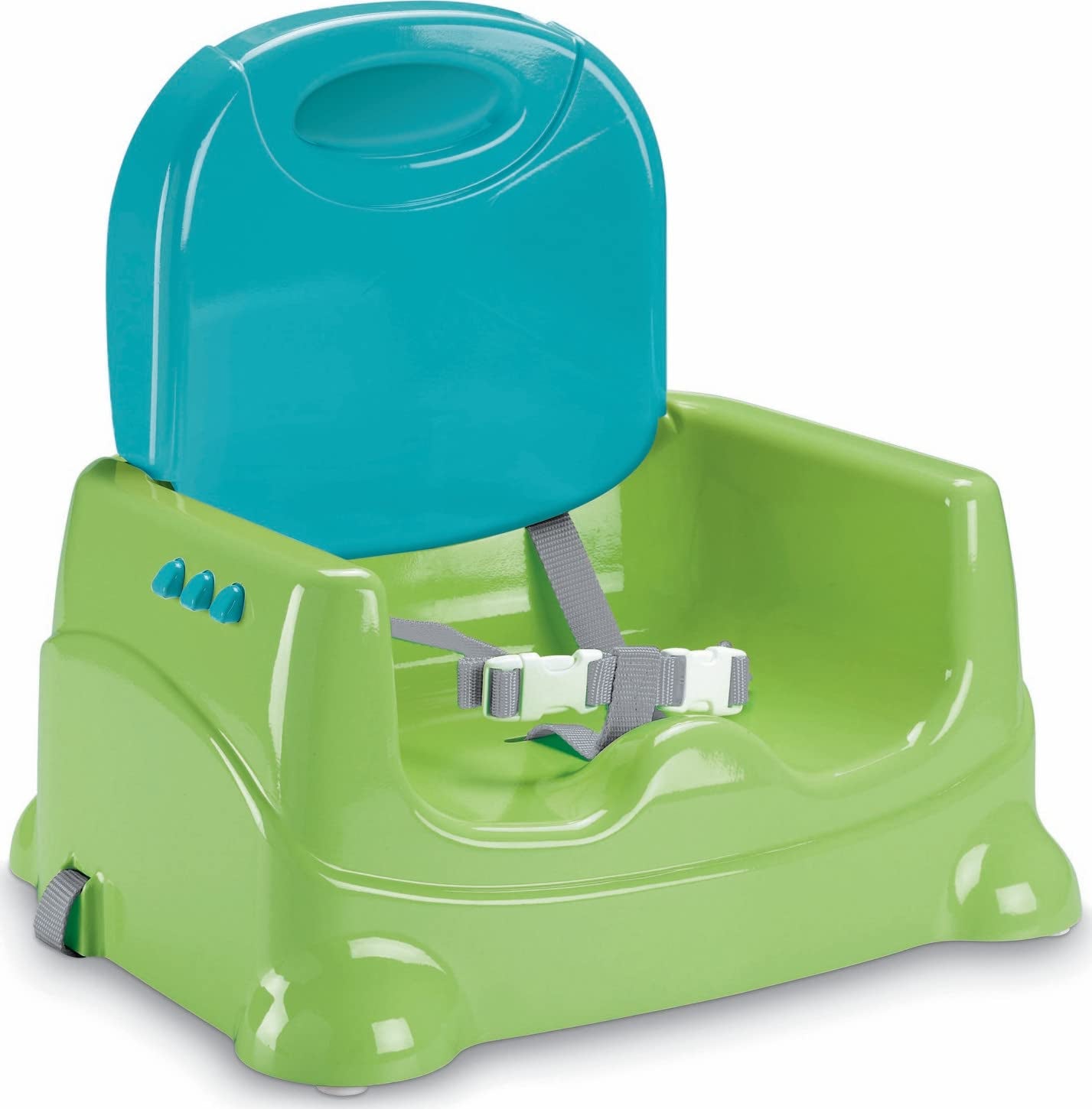 Fisher-Price Toddler Booster Seat Healthy Care, Green Adjustable Chair for Dining Table & Travel with Baby, Dishwasher Safe Tray