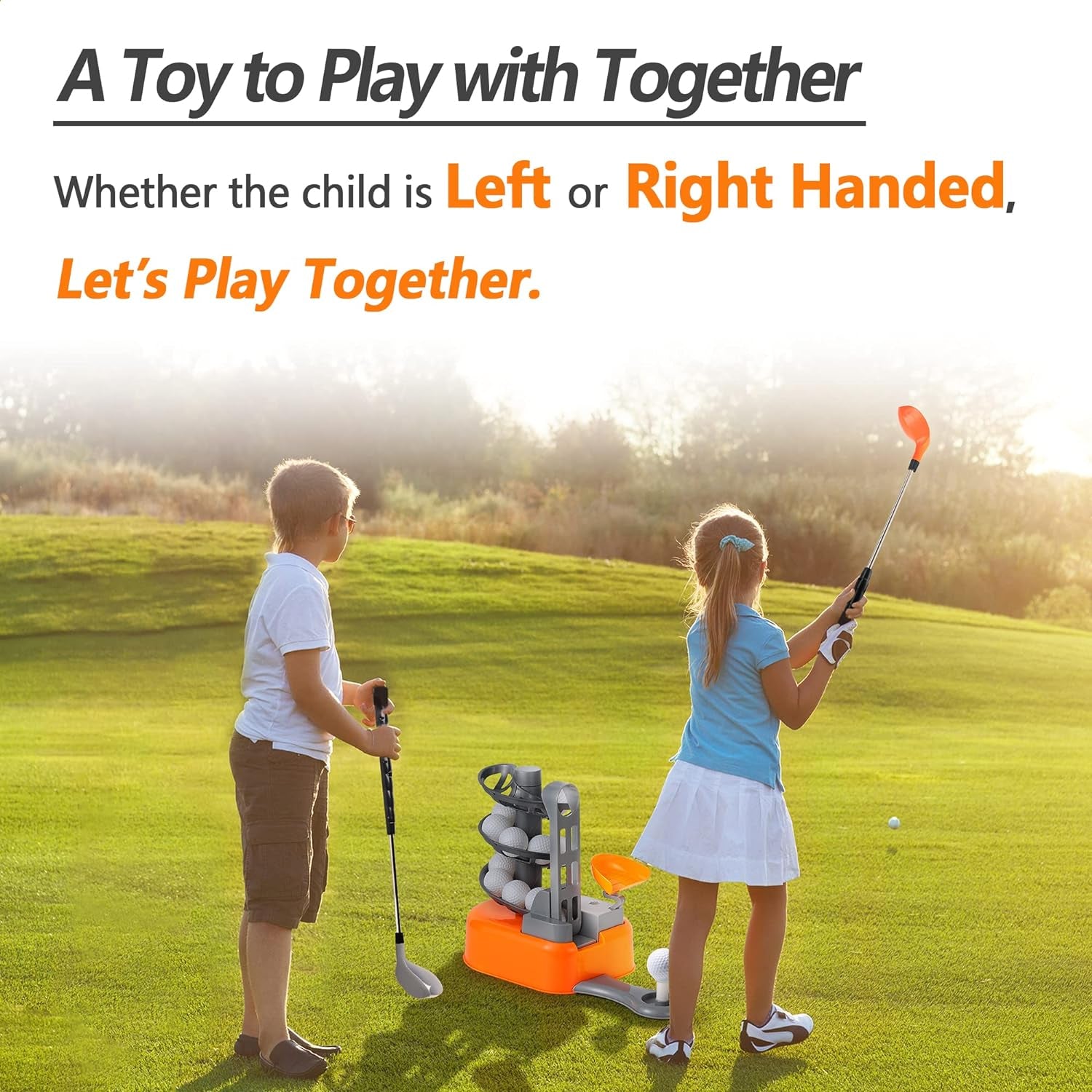 Iplay, Ilearn Kids Golf Toys Set, Boys Outdoor Sport Toy Age 3-5, Toddler outside Golf Ball Game W/Left & Right Club Head, Child Yard Play, Birthday Gifts for 4 6 7 8 Year Olds Girls