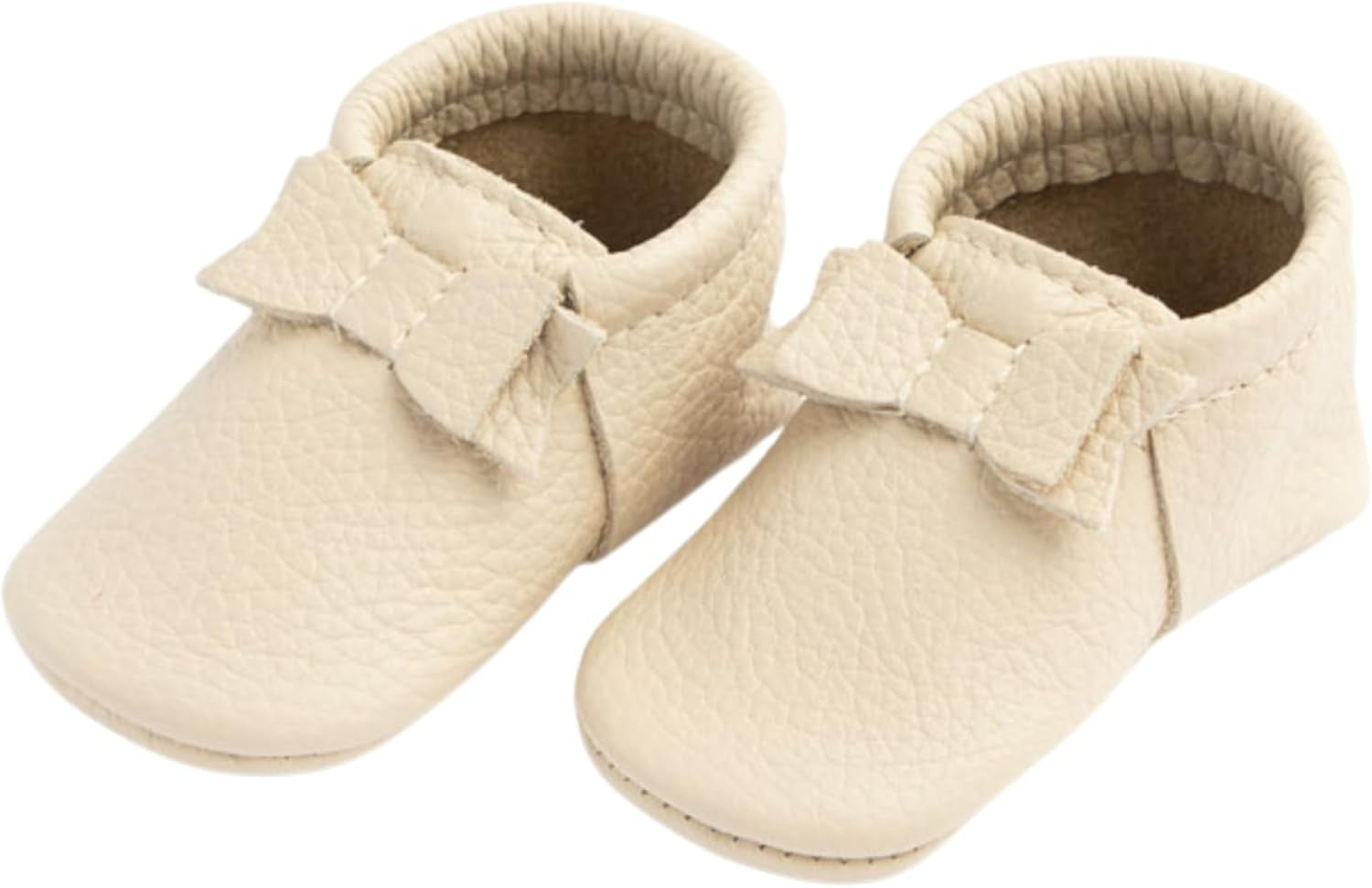 Freshly Picked First Pair Bow Baby Moccasins for Infant and Baby Girls - Leather Baby Moccasins - Soft Sole Baby Shoes, Barefoot Baby Shoes