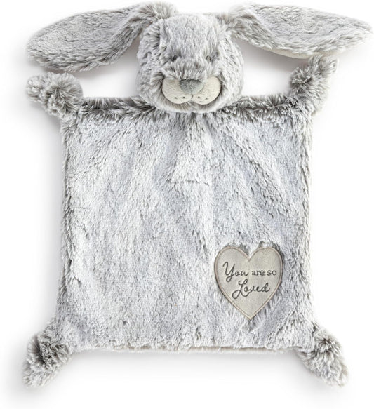 DEMDACO Luxurious Baby 14 X 11.5 Inch Polyester, Ultra Soft Plush Cuddly, Activity Blanket, Blankie, Grey, Bunny Rabbit