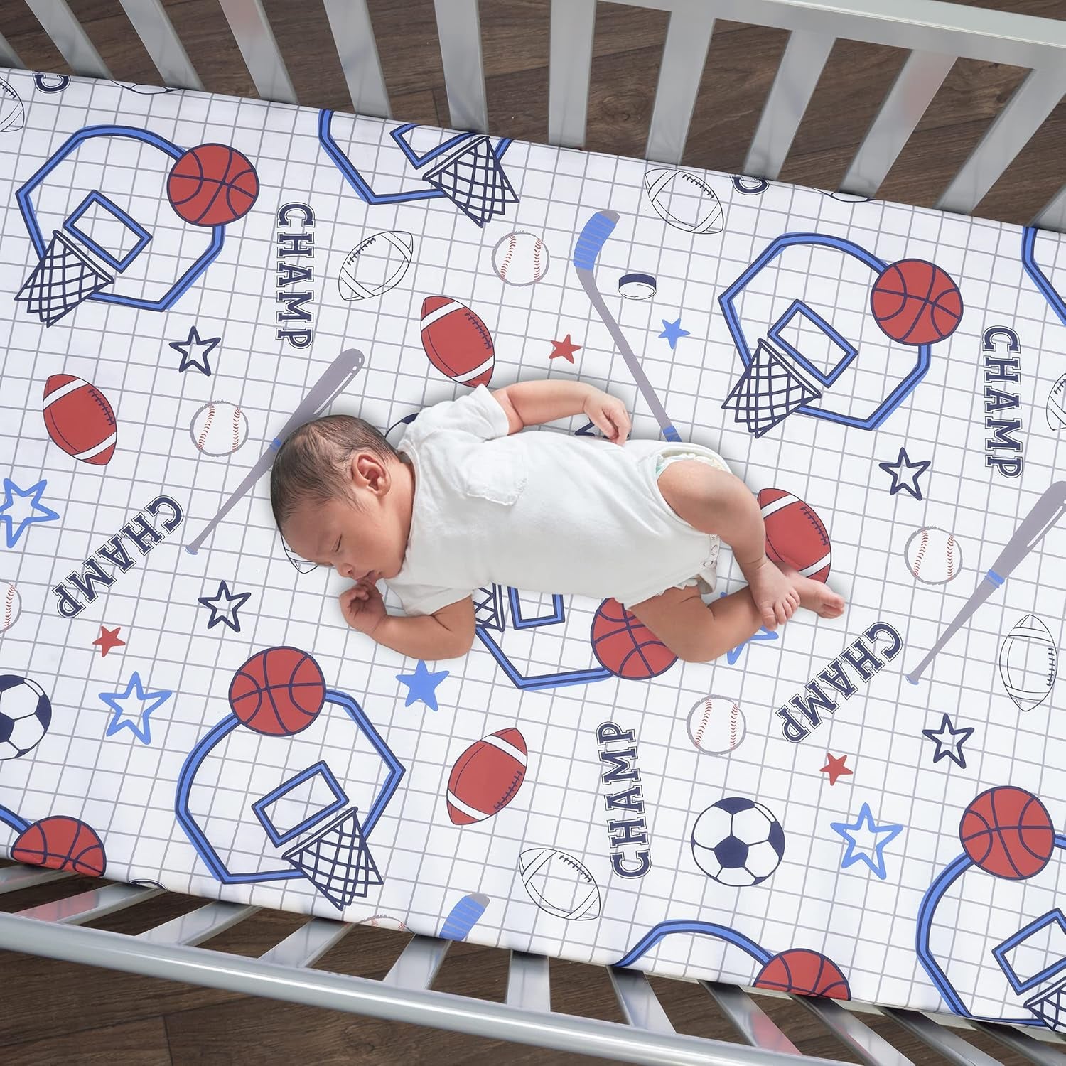 Lambs & Ivy Baby Sports 3-Piece Football/Basketball Baby Crib Bedding Set