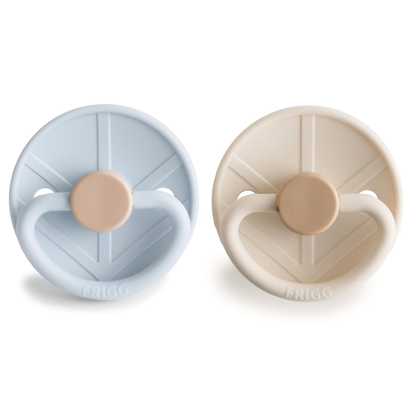 FRIGG Little Viking Silkysoft Silicone Baby Pacifier 2-Pack | Made in Denmark | Bpa-Free (Powder Blue/Cream,6-18 Months)