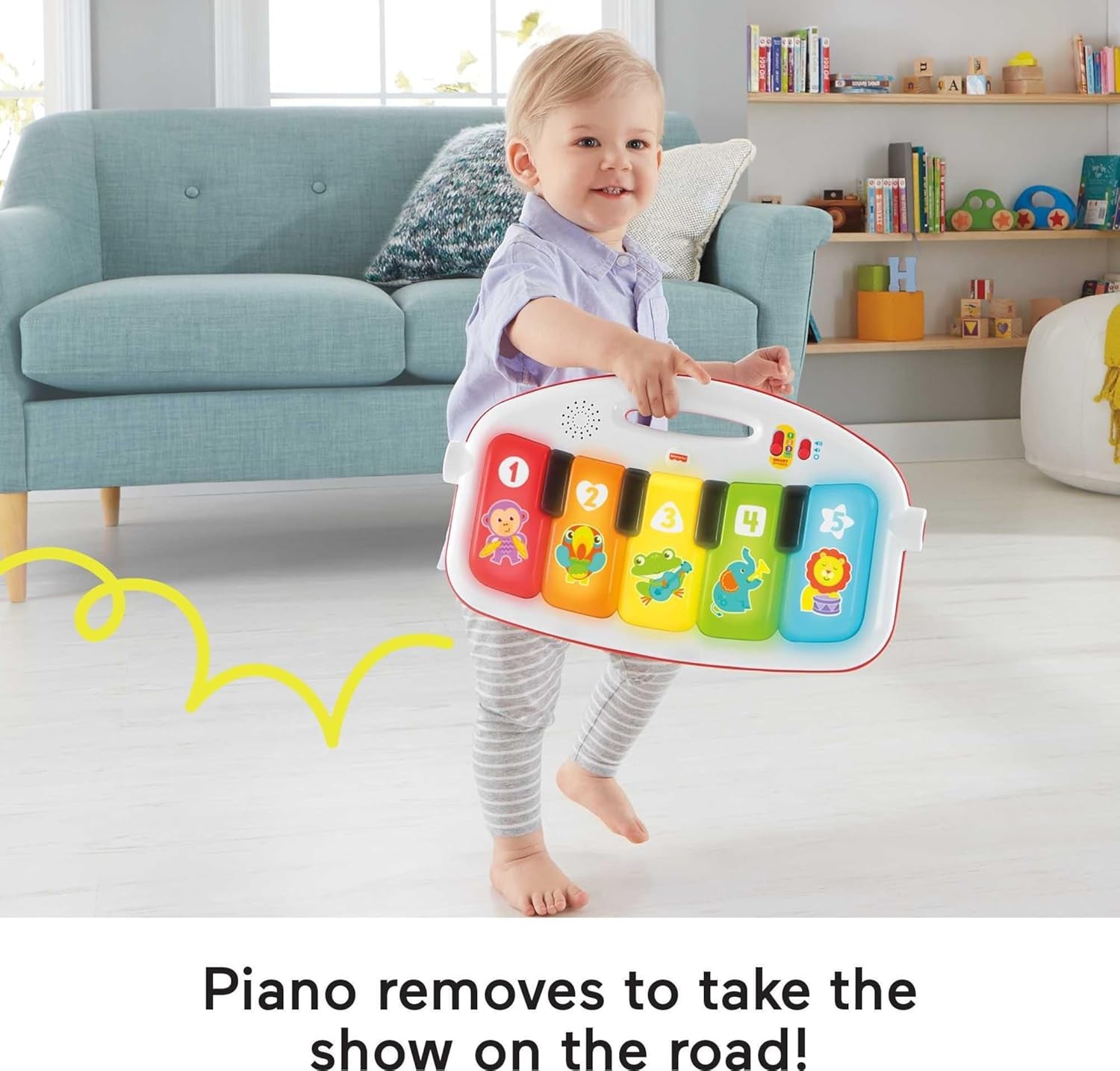 Fisher-Price Baby Playmat Deluxe Kick & Play Piano Gym, Green Musical Learning Toy with Developmental Activities for Newborns 0+ Months