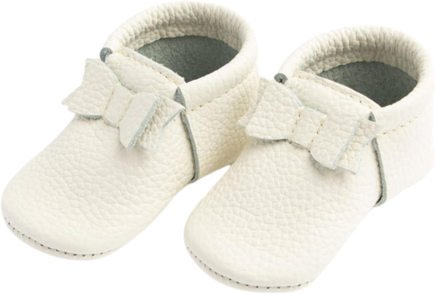 Freshly Picked First Pair Bow Baby Moccasins for Infant and Baby Girls - Leather Baby Moccasins - Soft Sole Baby Shoes, Barefoot Baby Shoes