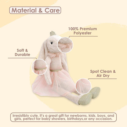 MON AMI Princess Brianna Bunny Doll - 18", Soft & Cuddly Plush Animal Doll, Use as Toy or Room Décor, Great Gift for Kids, Boys, Girls