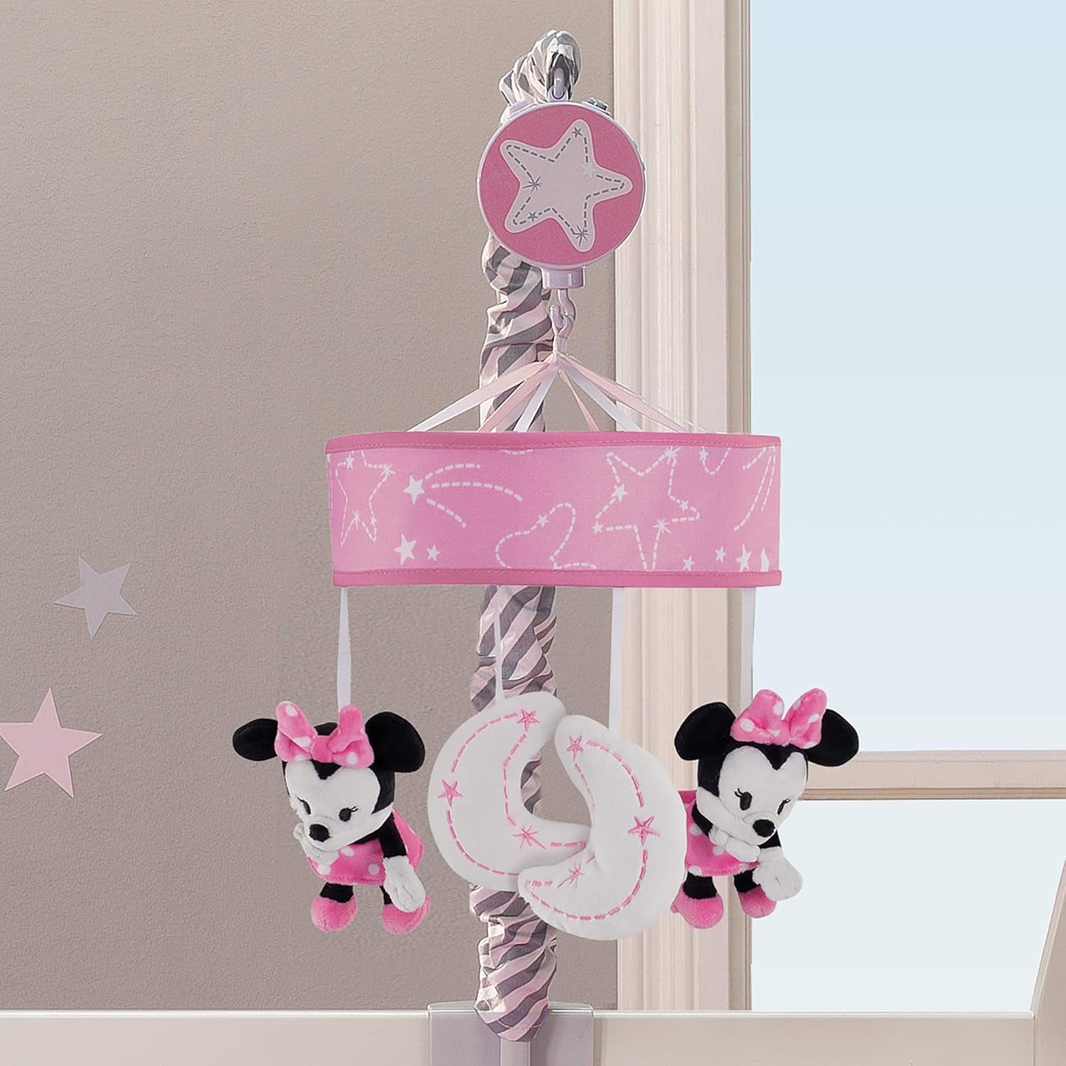 Lambs & Ivy Disney Baby Minnie Mouse Musical Crib Mobile, Pink/Gray