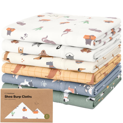 Organic Burp Cloths Baby Girl, Boy - 6-Pack Large Baby Burp Cloths, Super Absorbent Burping Cloths for Babies, Soft & Plush Cotton Burp Cloth, Spit up Burp Rags, Newborn Burp Clothes (Wilderness)