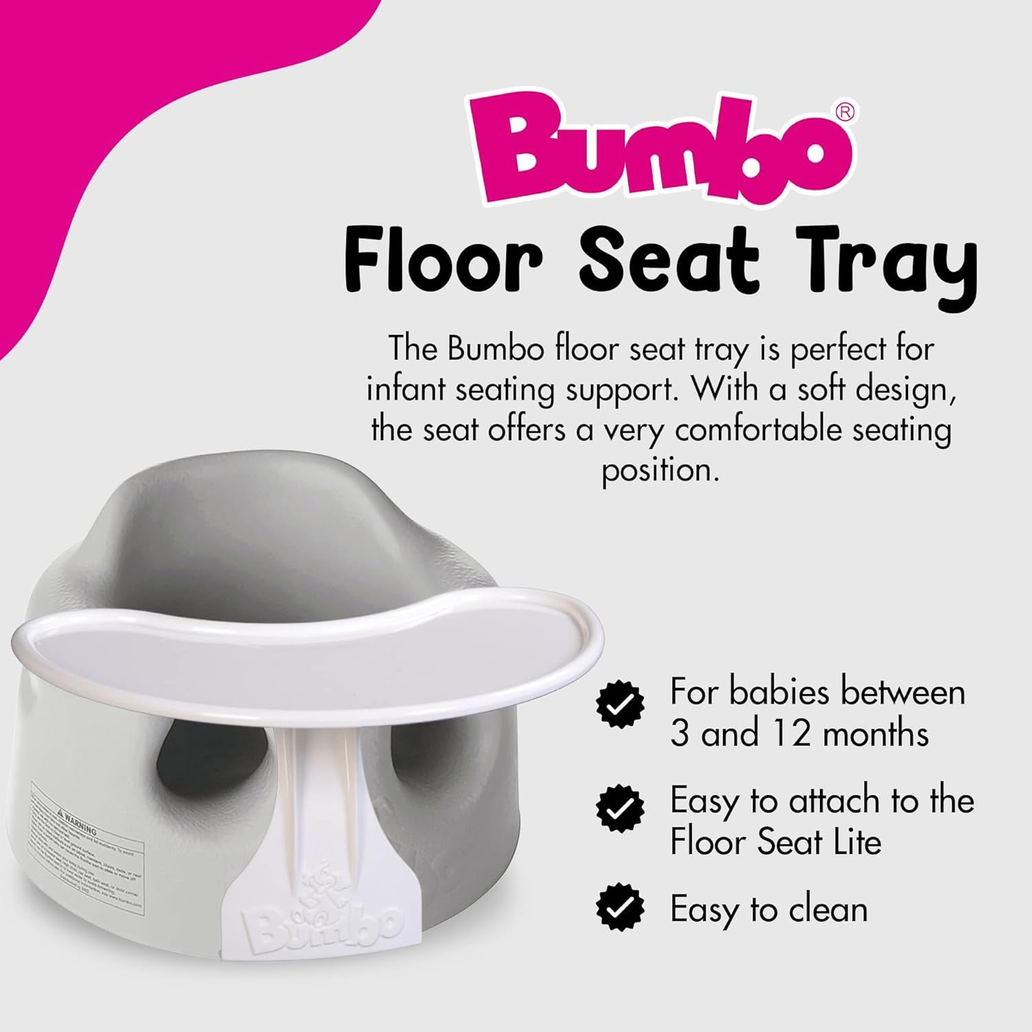 Bumbo Baby Infant Soft Foam Floor Seat with Tray