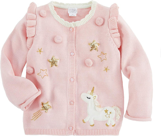 Mud Pie Girls' Kids Baby Magical Unicorn Dreams Cardigan Sweater