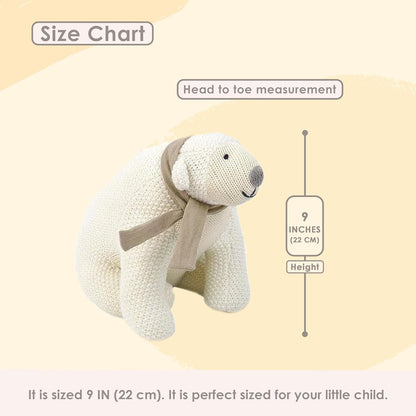 MON AMI Scout the Polar Bear Stuffed Animal – 9X8”, Polar Bear with Scarf, Cute Polar Bear Plush Toy for Kids of All Ages, for Christmas