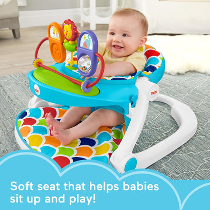 Fisher-Price Portable Baby Chair, Deluxe Sit-Me-Up Floor Seat with Removable Toys and Snack Tray, Happy Hills