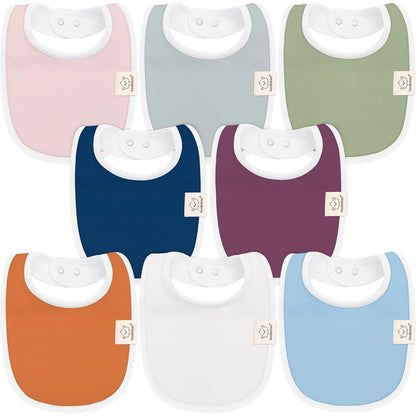 8-Pack Organic Baby Bibs for Boys, Girls - Soft Cotton Drooling and Teething Baby Bibs, Baby Girl Bibs, Baby Boy Bibs, Baby Drool Bibs for Baby Girl, Boy, Newborn Infant Bibs (Grayscale)