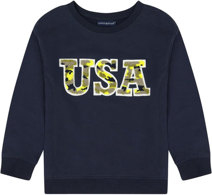 Andy & Evan Boys' Chenille Sweatshirt with Front Graphic, Fall and Winter Sweaters for Boys