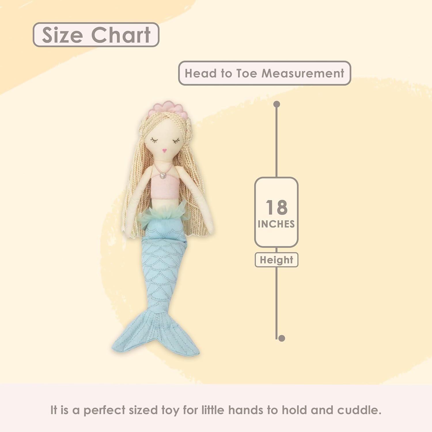 MON AMI Mimi the Mermaid Doll – 18”, Plush Mermaid Gifts for Girls, Use as Toy or Nursery Room Decor, Great Gift for Christmas for Kids of All Ages